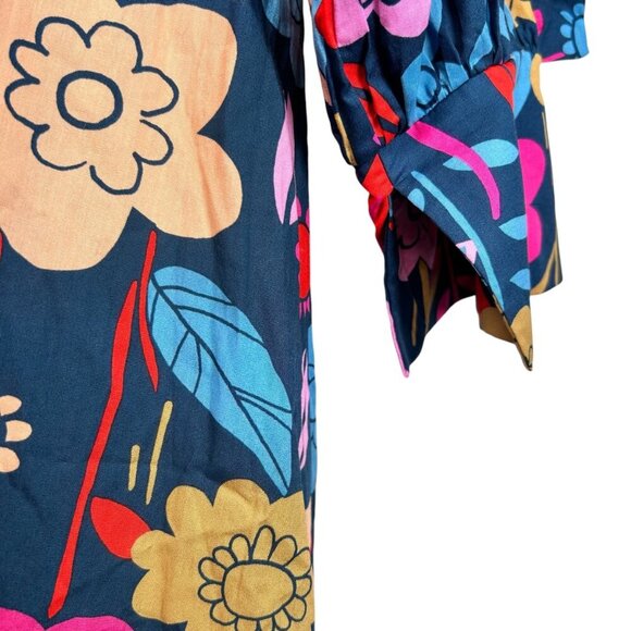 Palermo Floral Print Puff Sleeve Ruffled Mini Dress Size XL Brunch Wedding - Picture 5 of 9